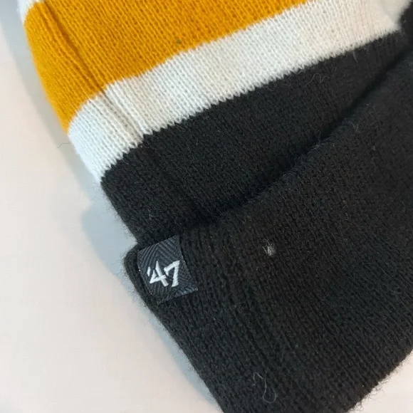 Pittsburgh Steelers Black Gold Beanie w Pom Pom w ‘47 on the side OSFA - Picture 5 of 7